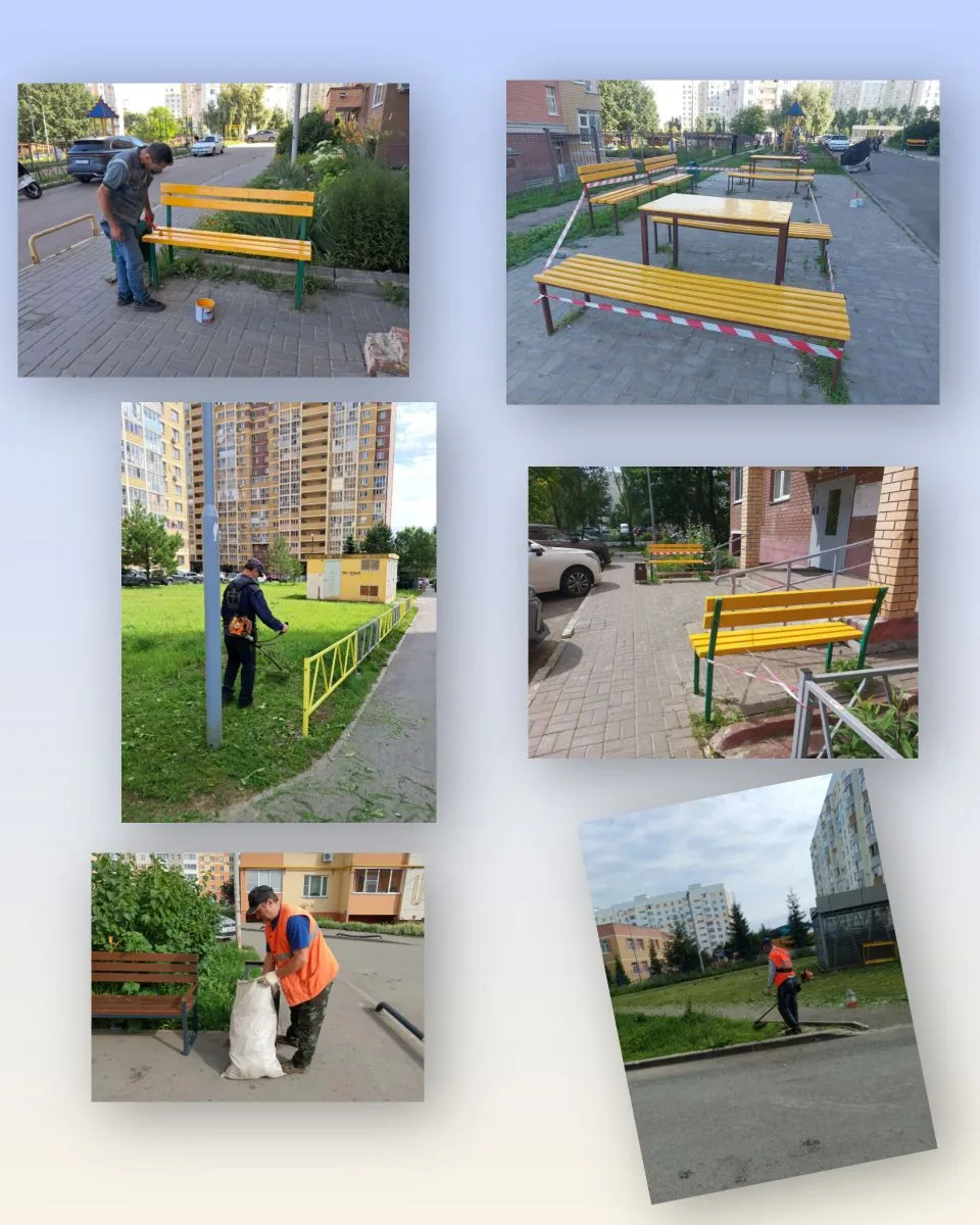 Мы продолжаем благоустраивать наши дворы 🎨Красим лавочки, урны, ограждения и вазоны для цветов, что
