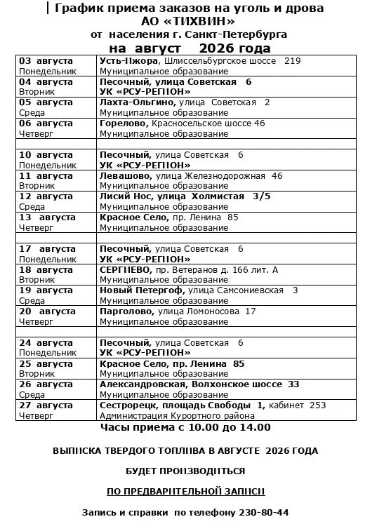 Уважаемые жители п. Песочный.