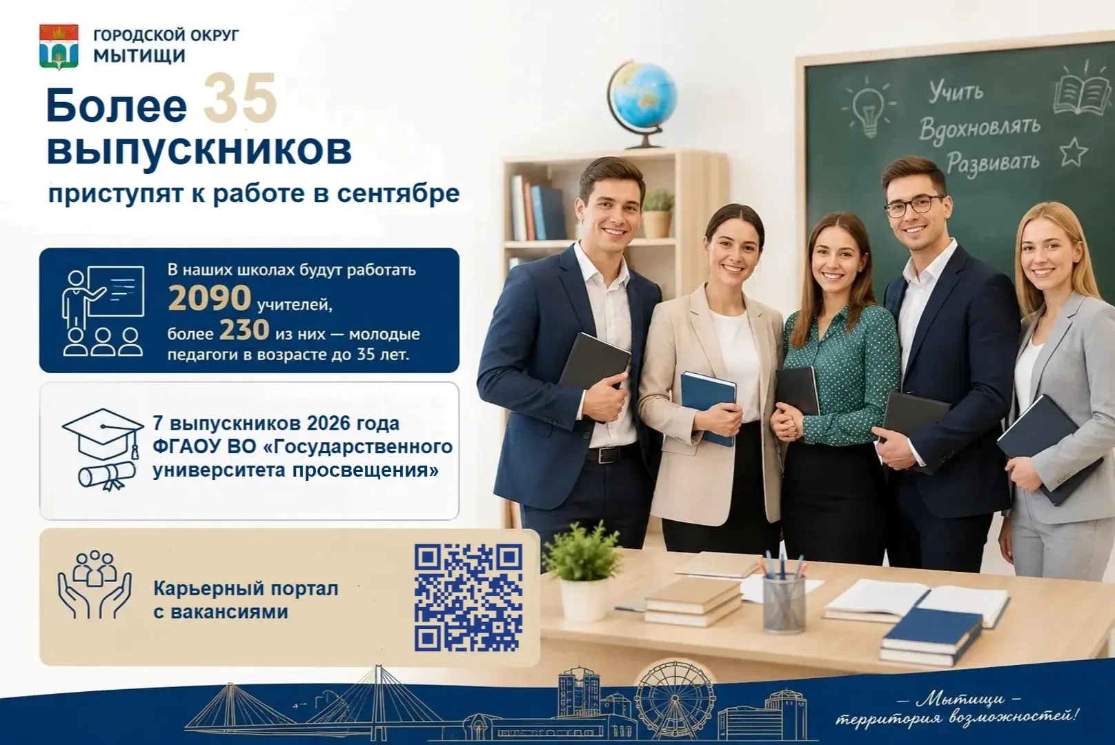 👥 Более 35 молодых педагогов приступят к работе в школах городского округа Мытищи в се...