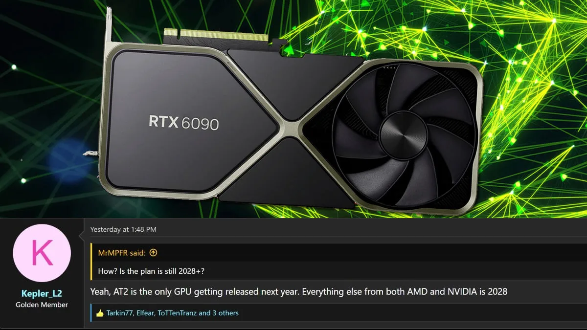 Видеокарты RTX 6000 выйдут только в 2028 году