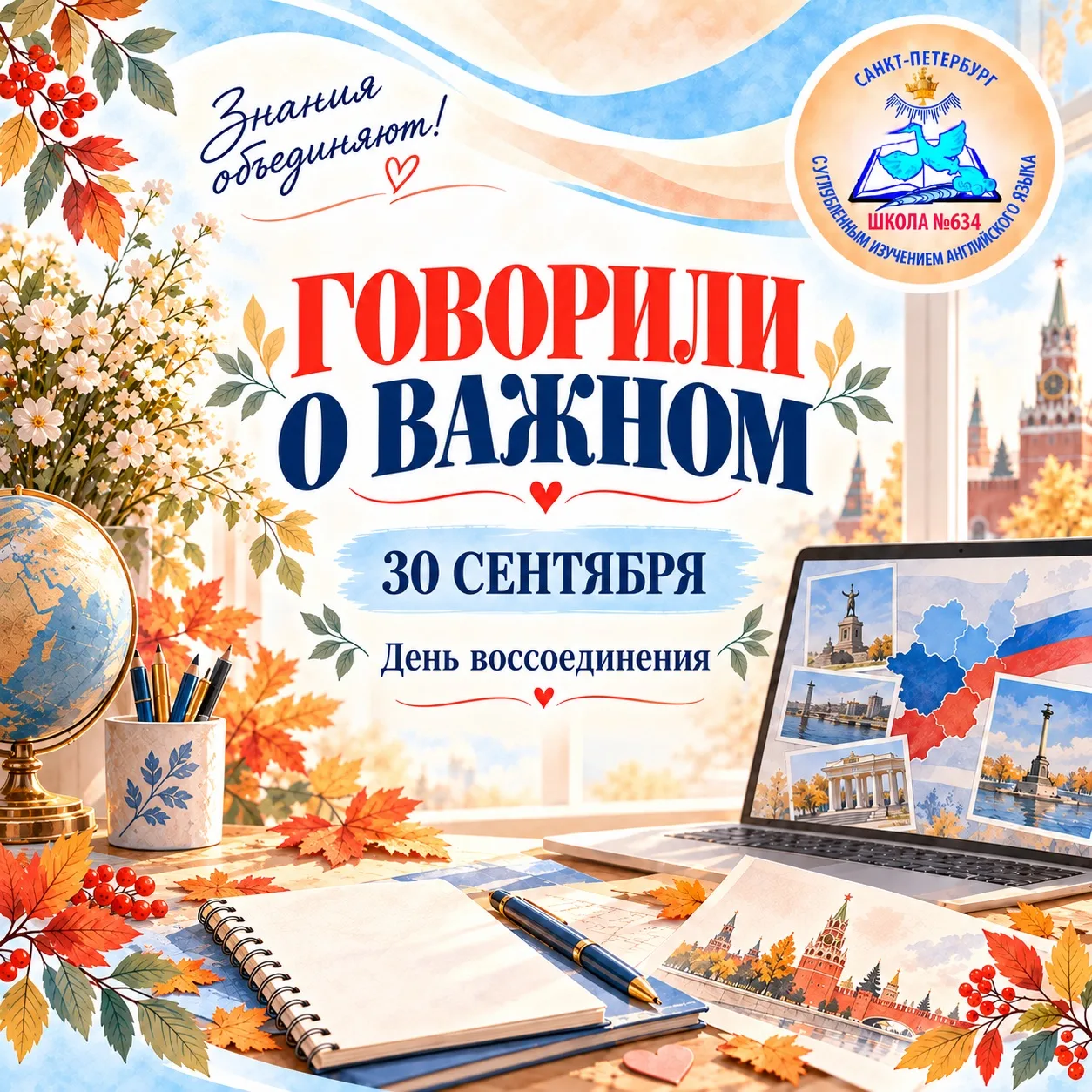 Сегодня на уроках с нашими восьмиклассниками говорили о важном. 30 сентября — День восс...