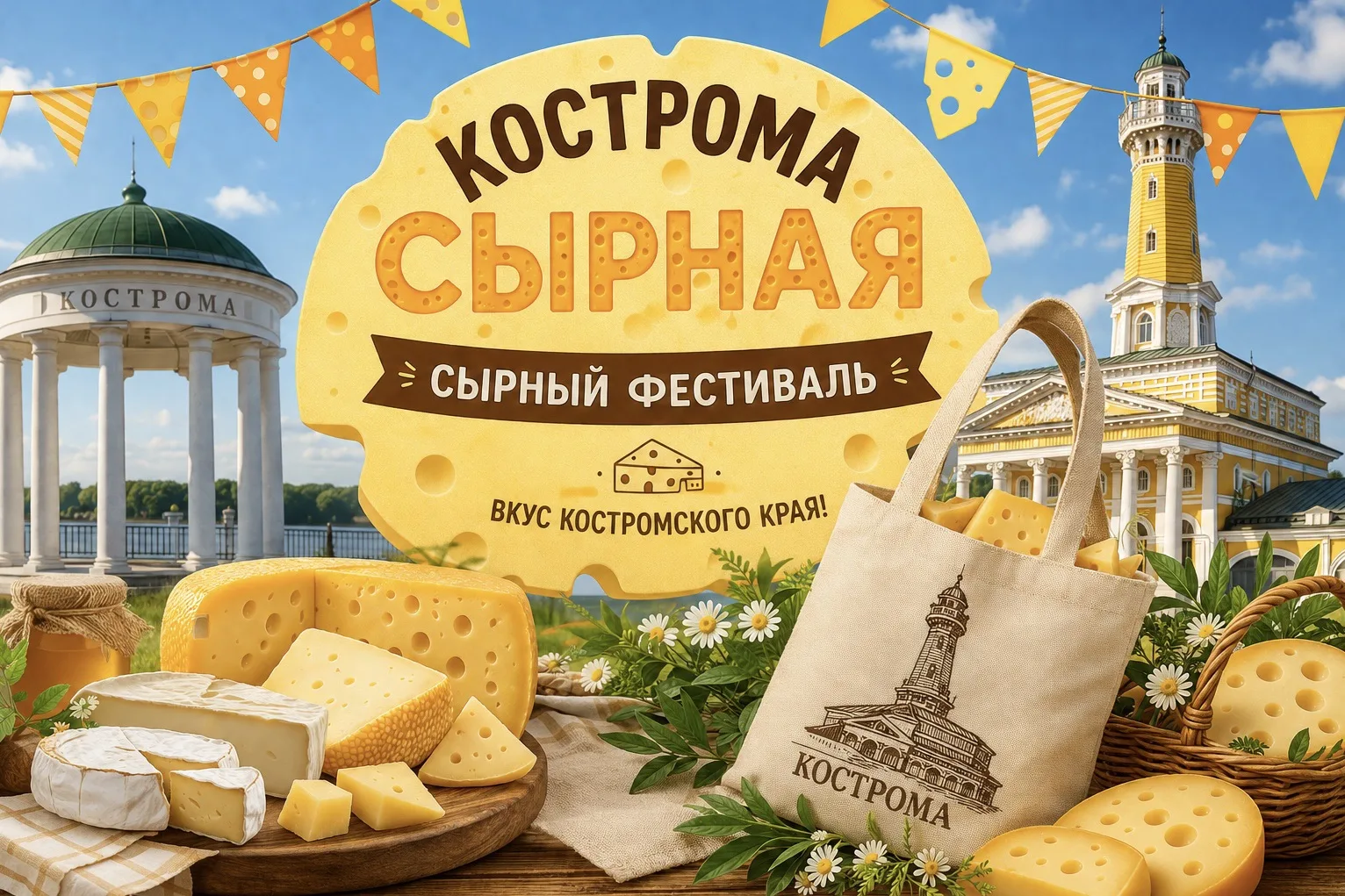 🧀 Уже в эти выходные встречаемся на Фестивале сыра в Костроме!

📍 4–5 июля на набережной Волги про