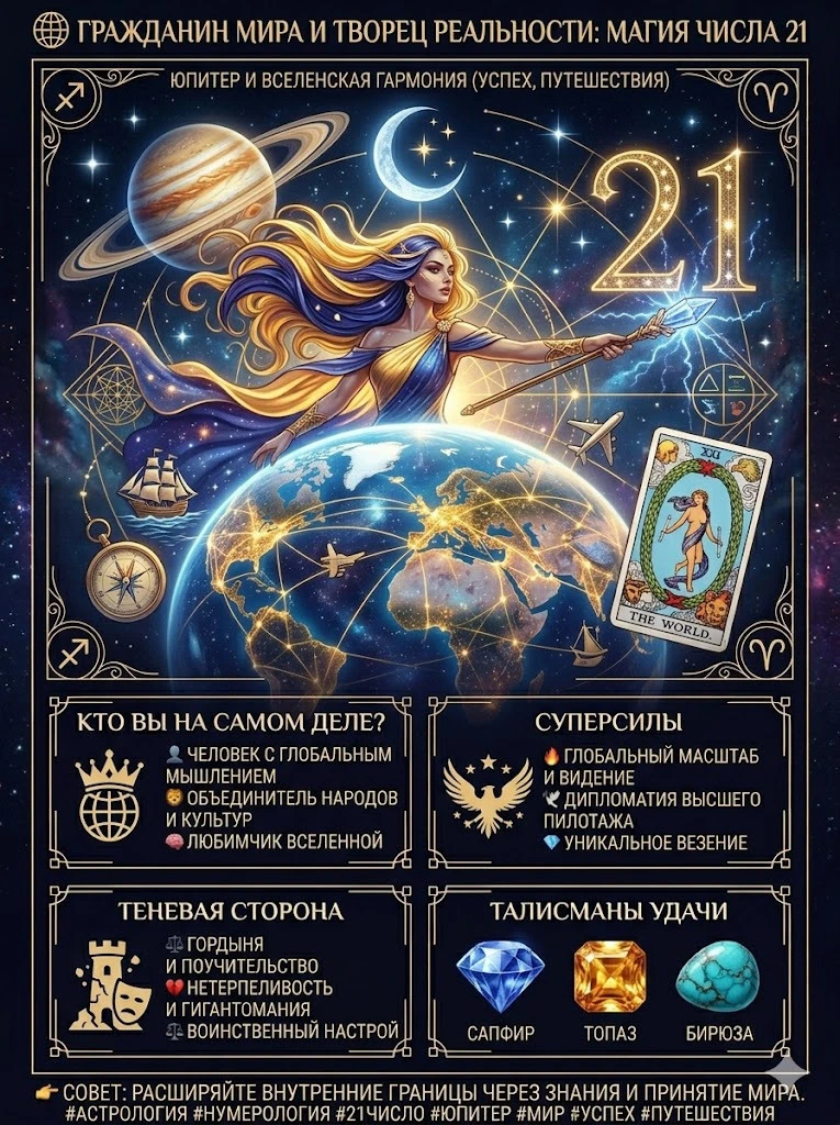 🌍 Гражданин Мира и Творец Реальности: Магия числа 21