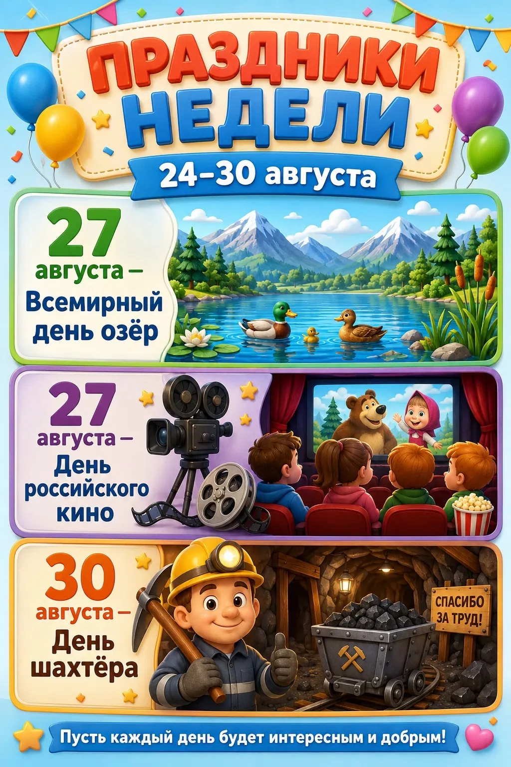 📅 Праздники недели: 24–30 августа