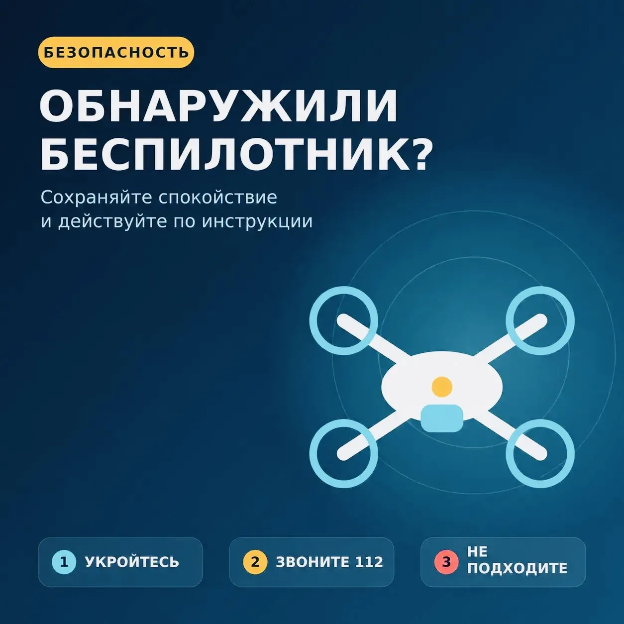❗ ПОРЯДОК ДЕЙСТВИЙ ПРИ ОБНАРУЖЕНИИ БЕСПИЛОТНИКА