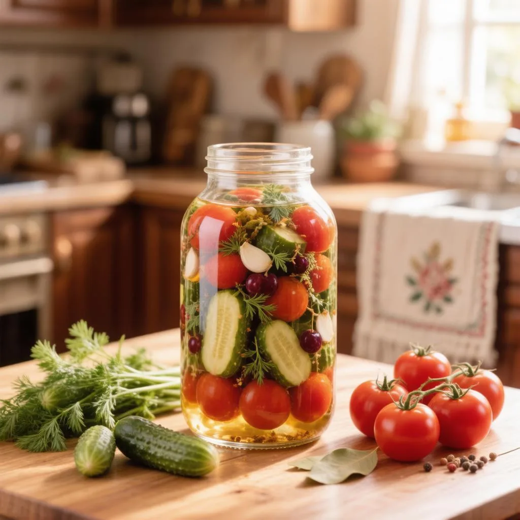 🍅🌽 Ассорти: маринованные огурцы и помидоры (на 3-литровую банку)