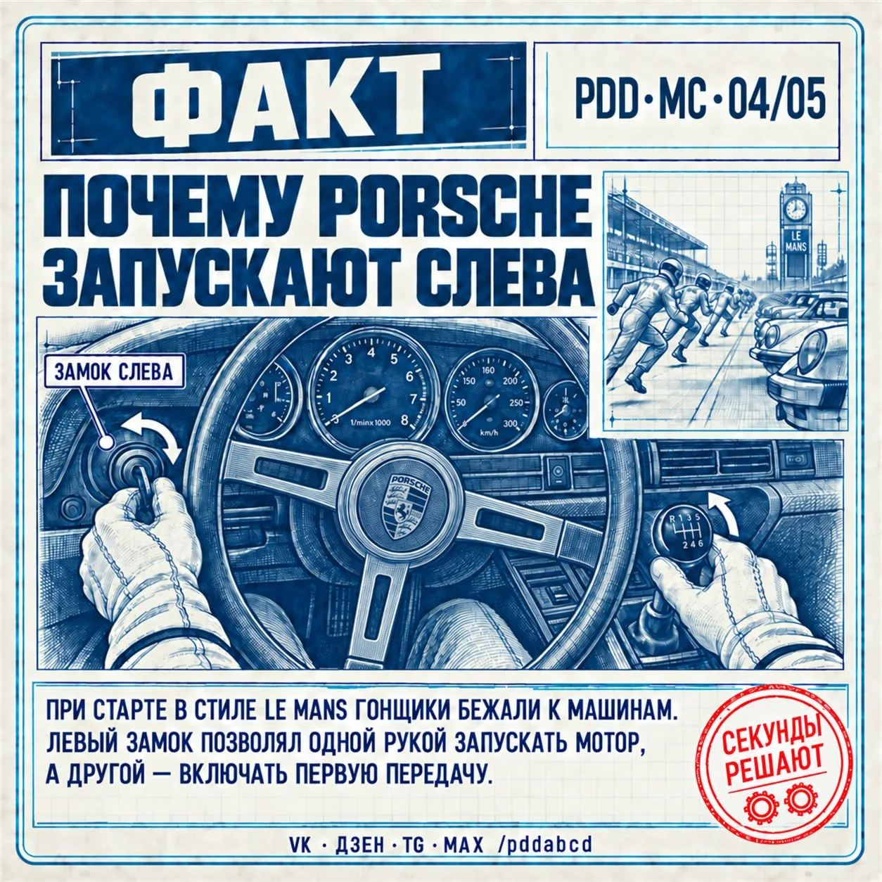 Идея была выиграть несколько секунд. Мы бы первые пять минут искали замок справа. А вы ...