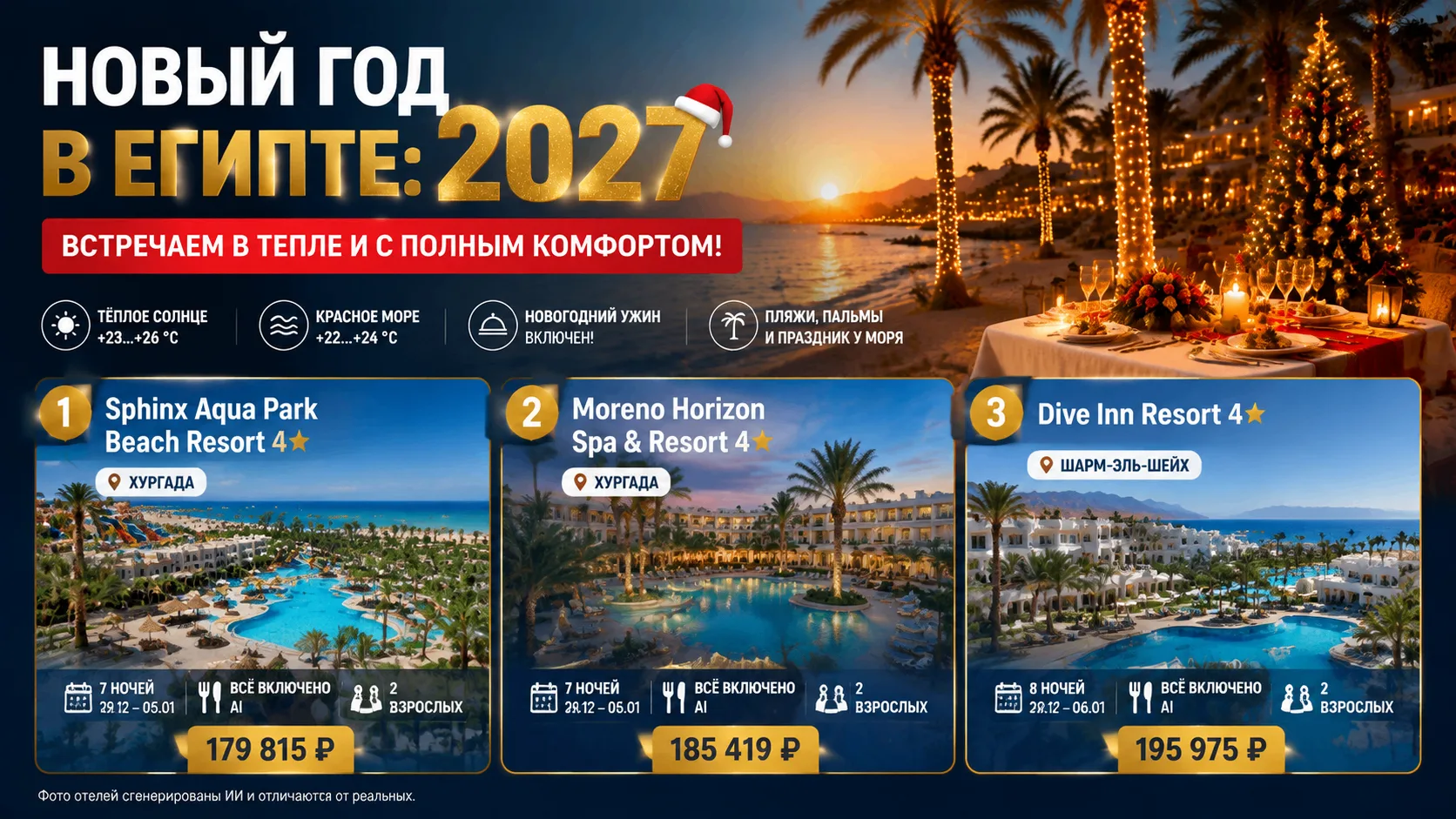 🎄 НОВЫЙ ГОД В ЕГИПТЕ: ВСТРЕЧАЕМ 2027 В ТЕПЛЕ И С ПОЛНЫМ КОМФОРТОМ! 🎄☀️