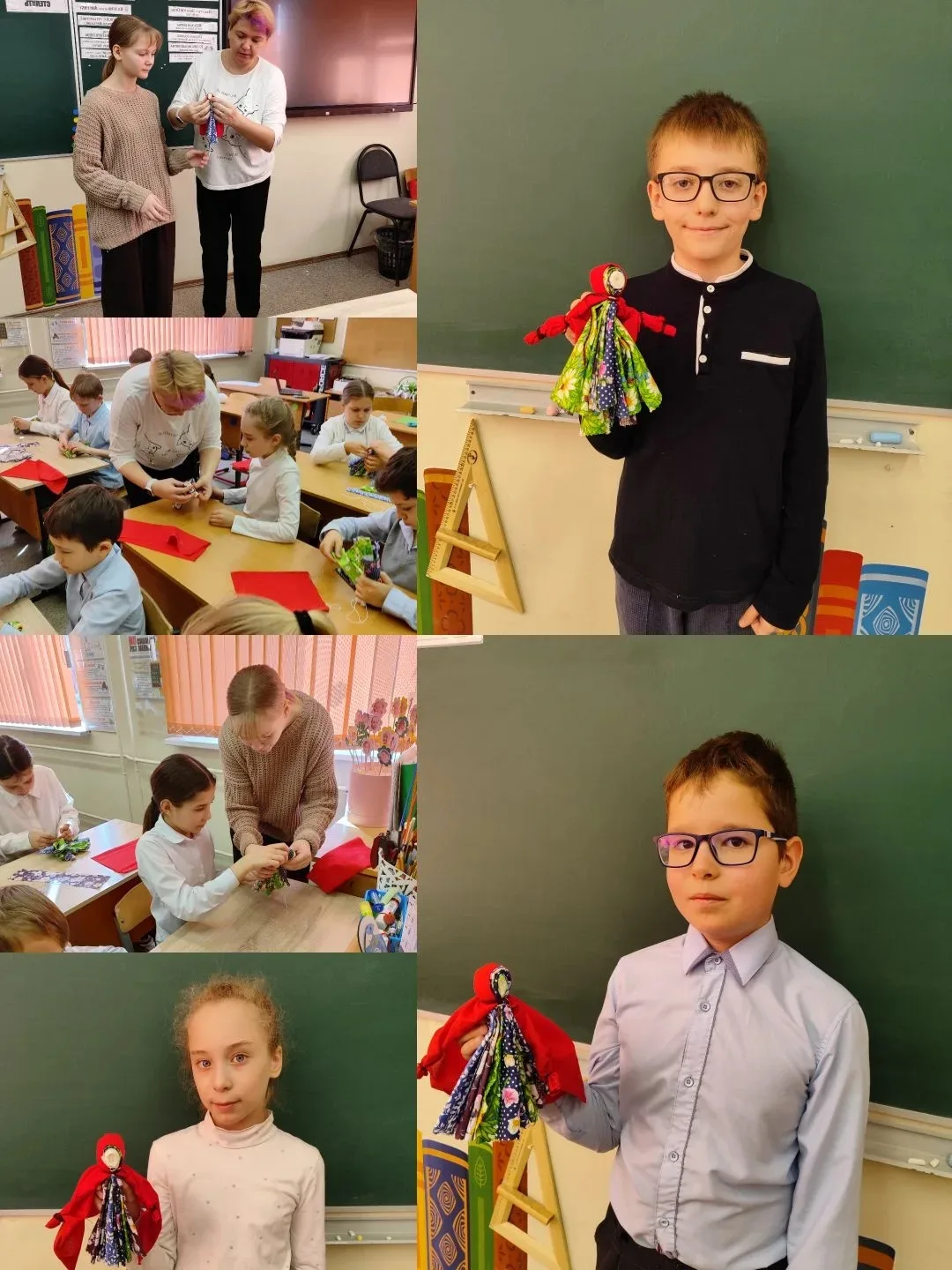 14 мая - день празднования народной куклы. В честь этого события учащиеся 4 Е и 4 Э классов под чутк