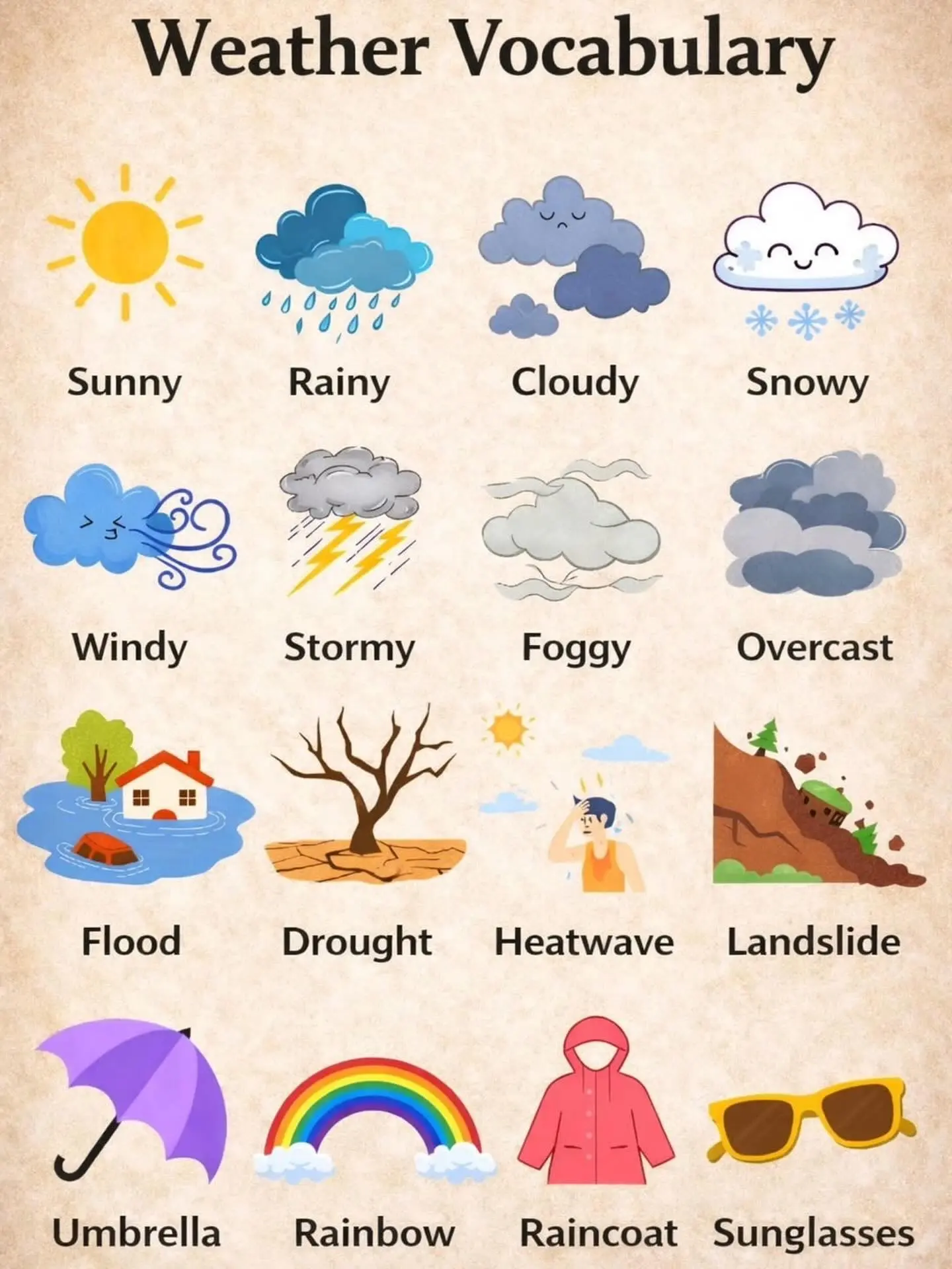 ☂️🌤️ И о погоде. Несколько полезных слов, чтобы поддержать разговор.