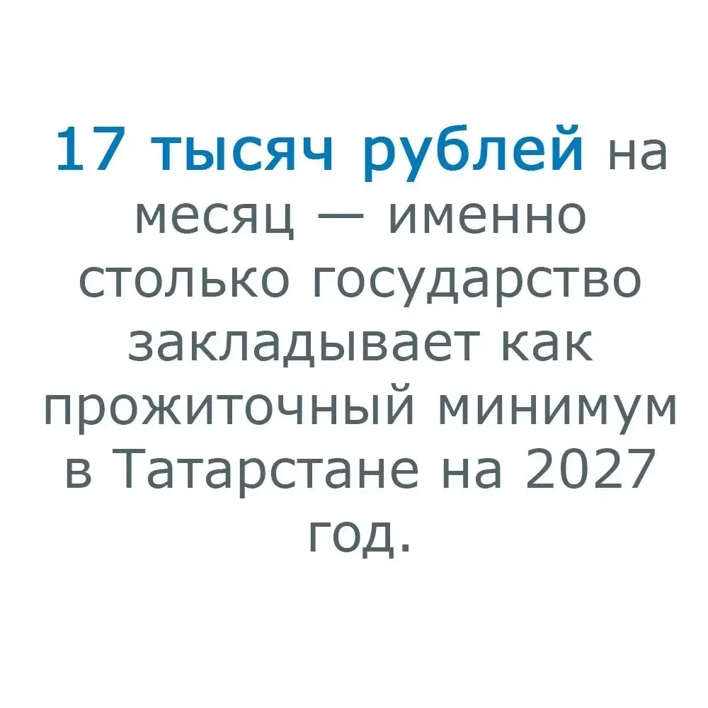 17 тысяч рублей на месяц — именно столько государство закладывает как прожиточный миним...