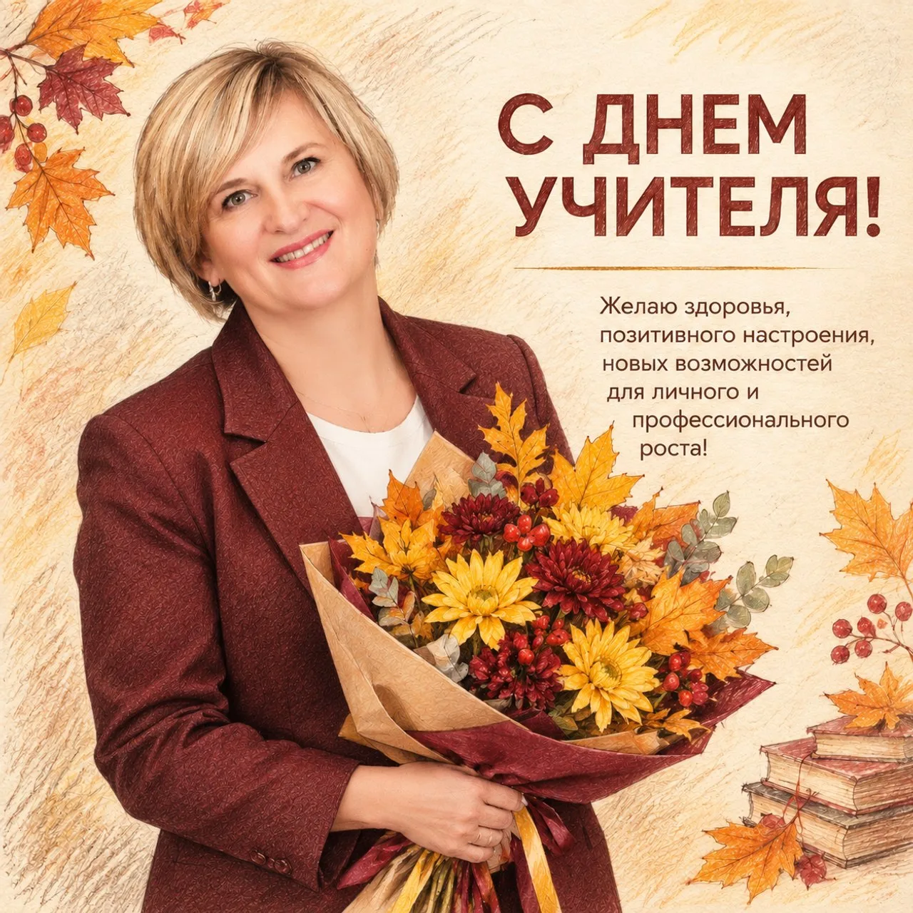 Дорогие коллеги! От всей души поздравляю вас с Днём учителя!