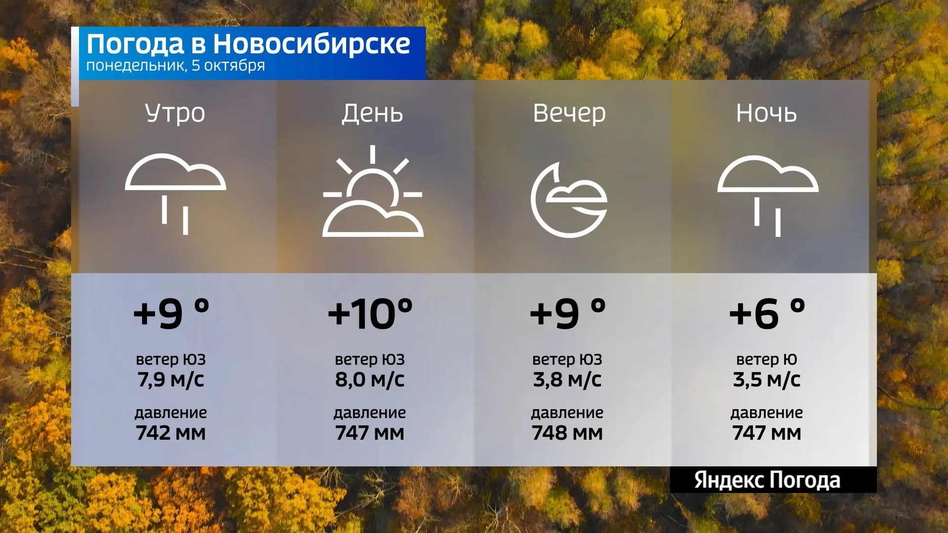 📌  Прогноз погоды на 5 октября 2026 года в Новосибирской области.