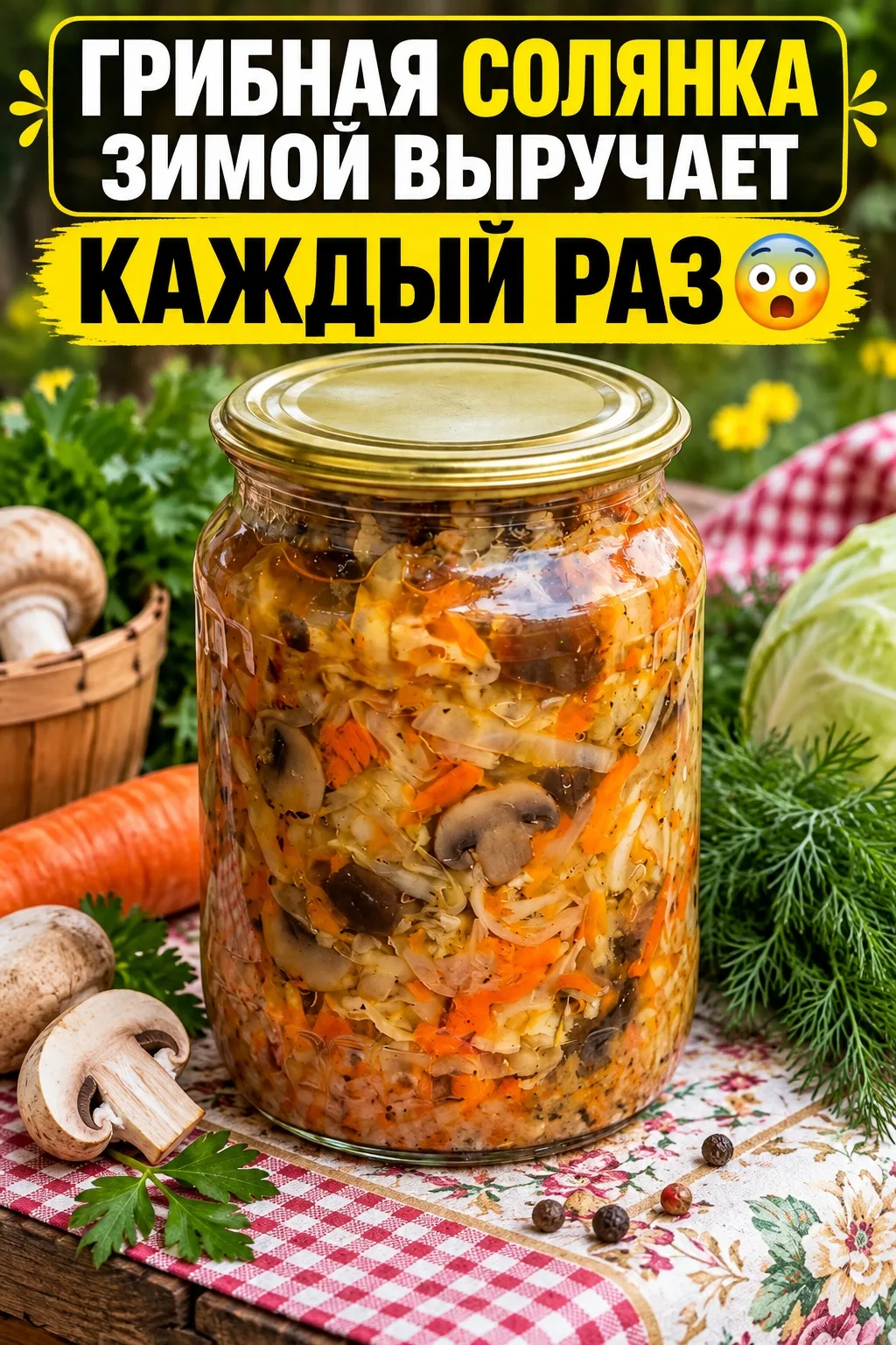 ГРИБНАЯ СОЛЯНКА ЗИМОЙ ВЫРУЧАЕТ КАЖДЫЙ РАЗ 😲