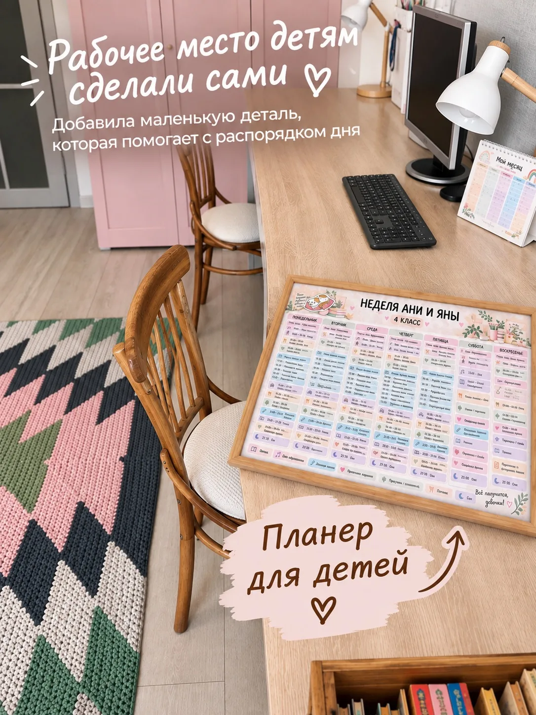 Поделюсь с вами тем, как я сделала детский планер на неделю 🗒️