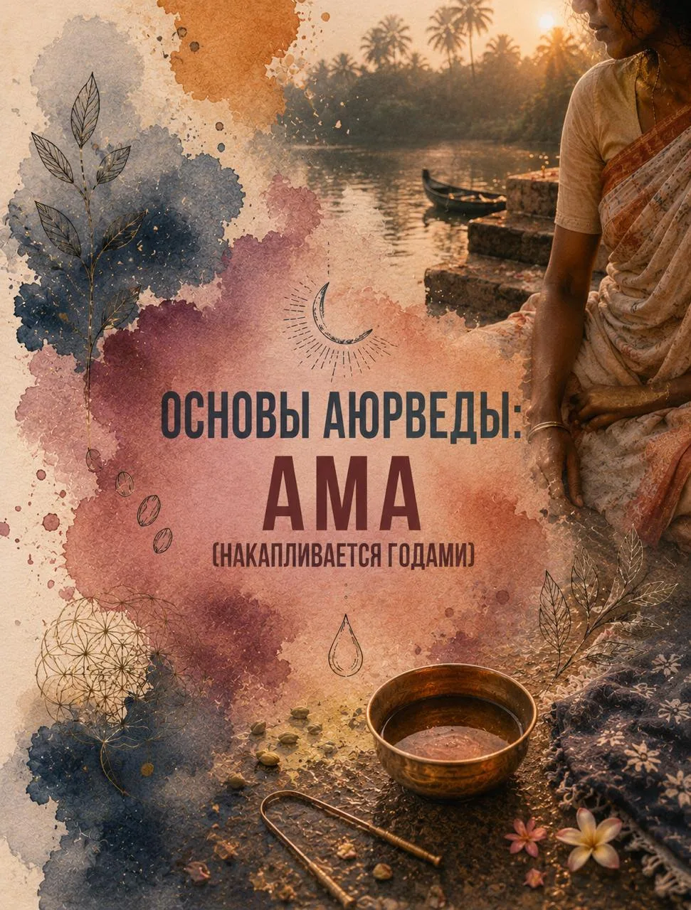 СЕРИЯ 2 — ОСНОВЫ АЮРВЕДЫ. АМА.  Вы просыпаетесь уставшей. Голова тяжёлая. Язык с утра в белом налёте