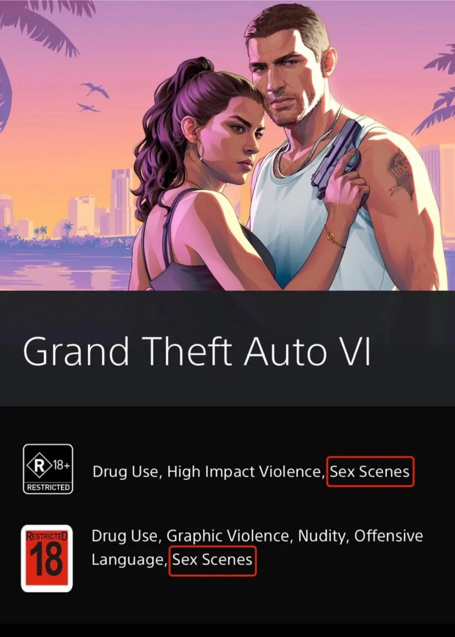 В GTA VI будет СЕКС — подтвержден возрастной рейтинг игры