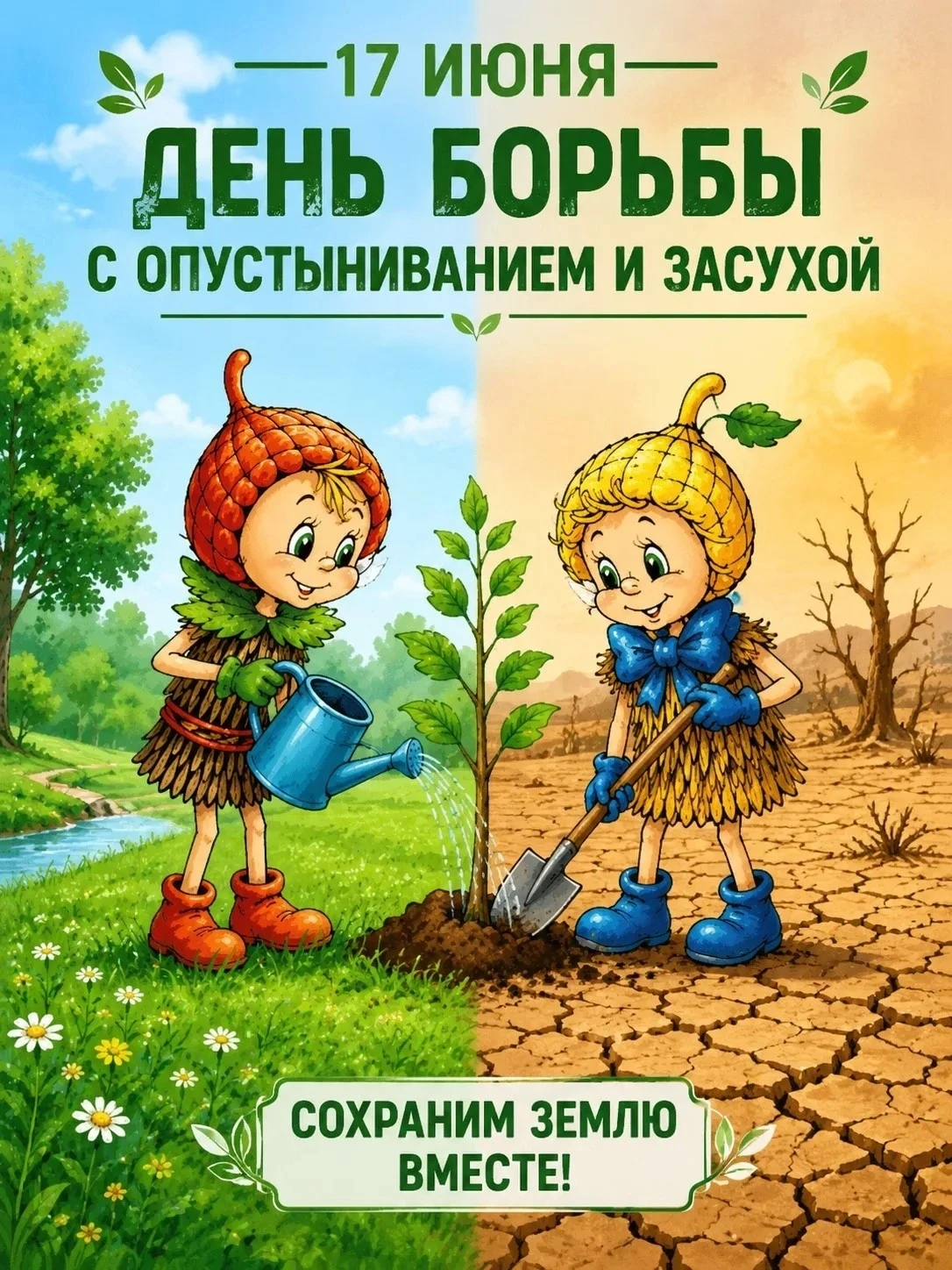 17 июня отмечается Всемирный день борьбы с опустыниванием и засухой. 
Наша планета нуждается в забот