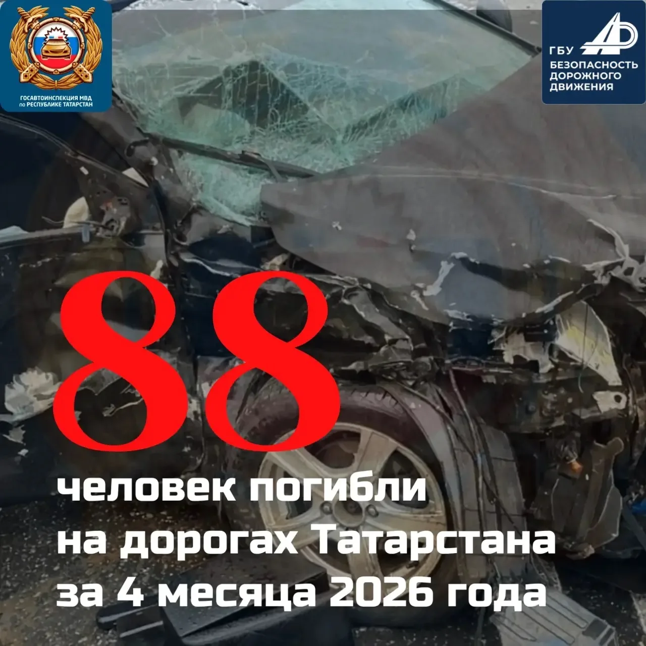 За 4 месяца 2026 года на дорогах Татарстана погибли 88 человек