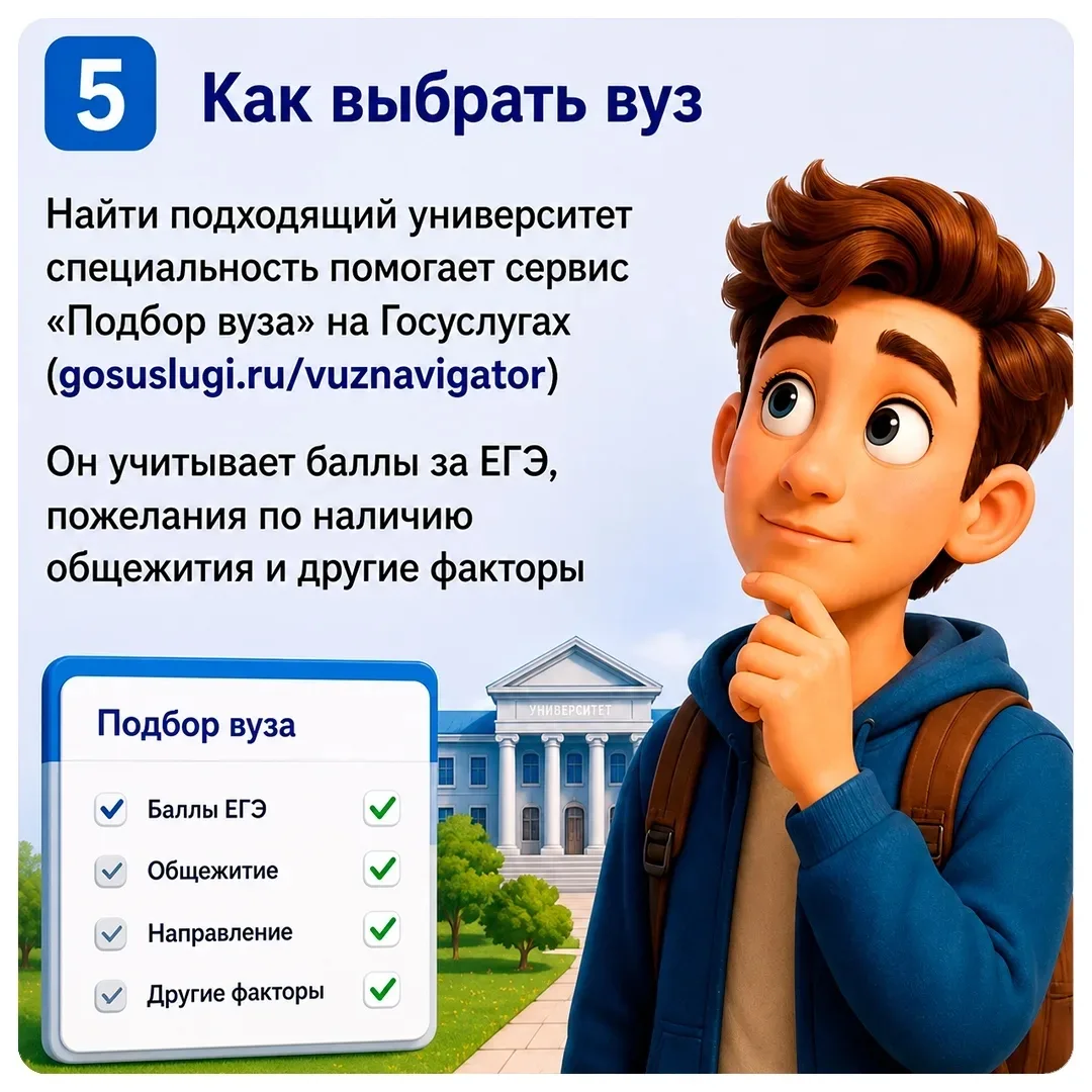 Выбрать вуз для поступления помогут Госуслуги.

Портал предоставляет много удобных функций для курск