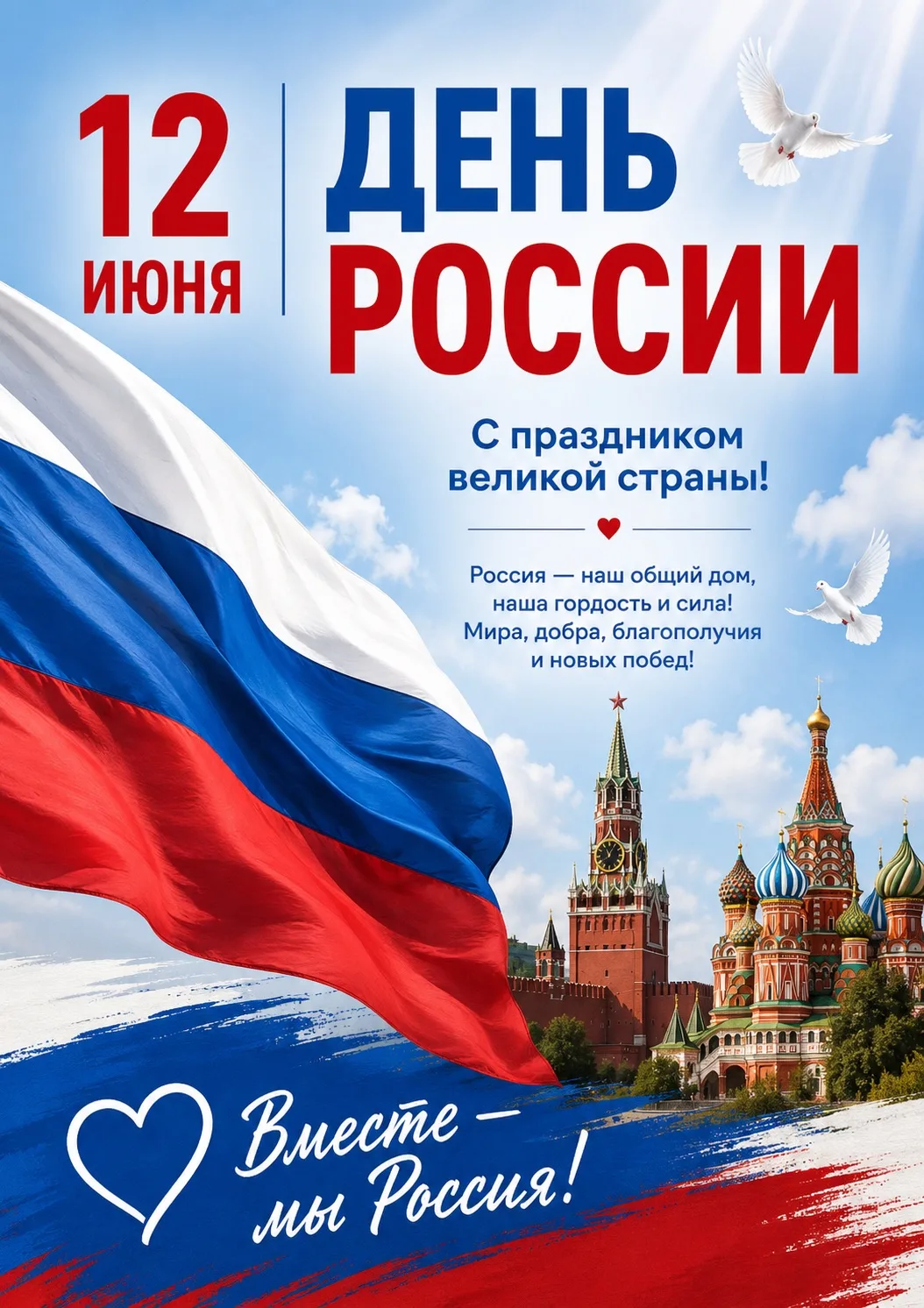 🇷🇺 С Днём России — 12 июня!

Этот праздник объединяет миллионы сердец в любви к нашей великой стра
