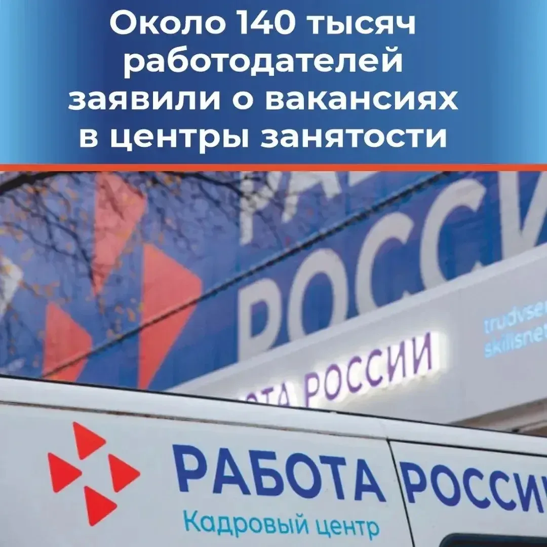 Около 140 тысяч работодателей заявили 📢 о вакансиях в центры занятости