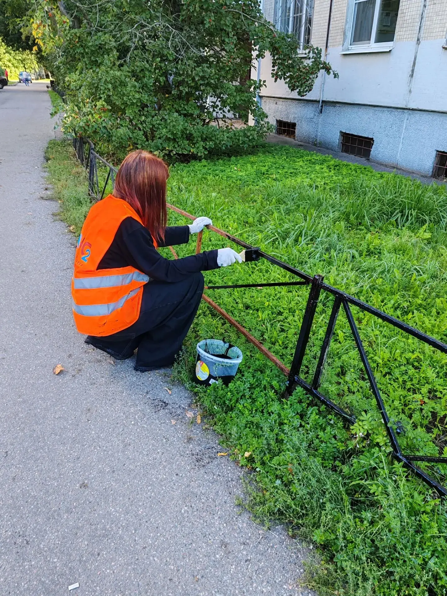 Покраска газонного ограждения по адресу: Тихорецкий пр., дом 31, корп.2.