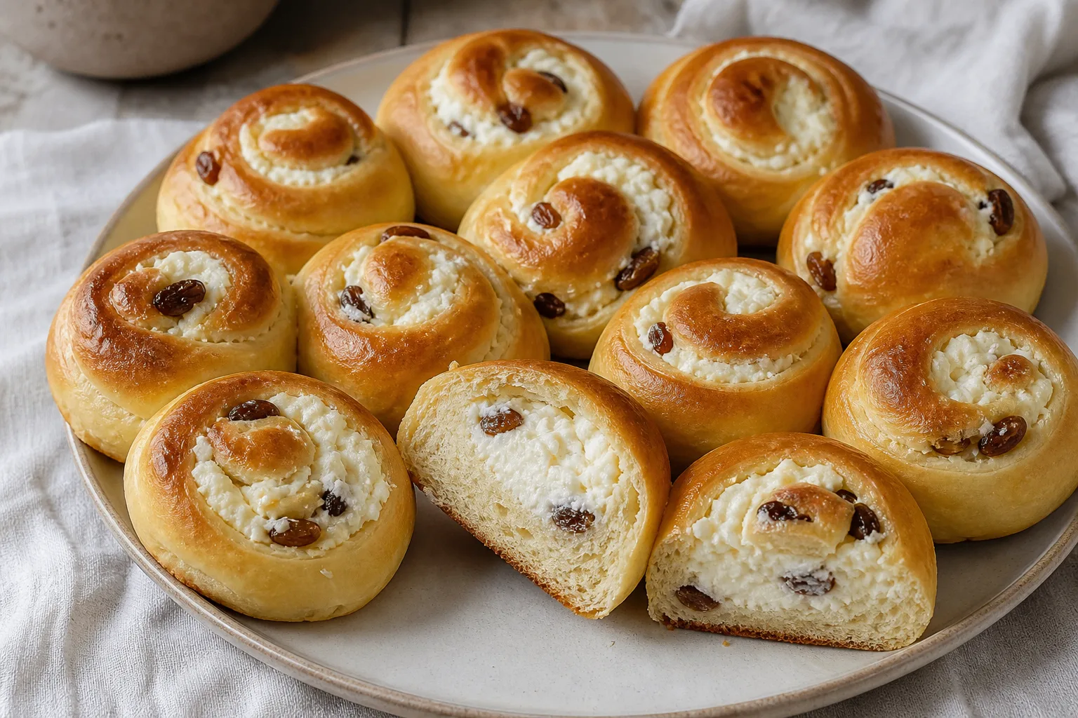 Булочки с творогом и изюмом