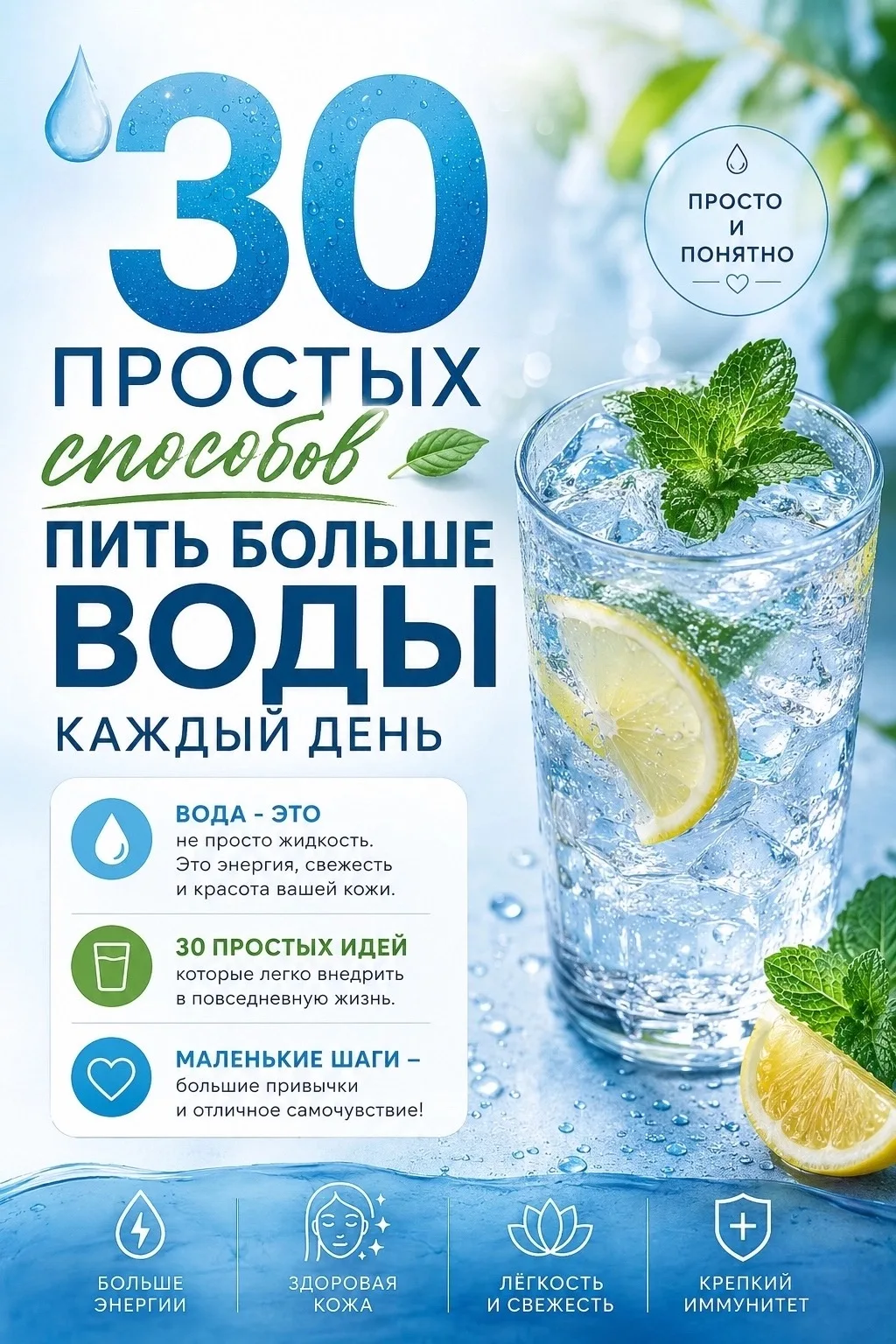 💧 30 простых способов пить больше воды каждый день

✅Вода - это не просто жидкость. Это энергия, св