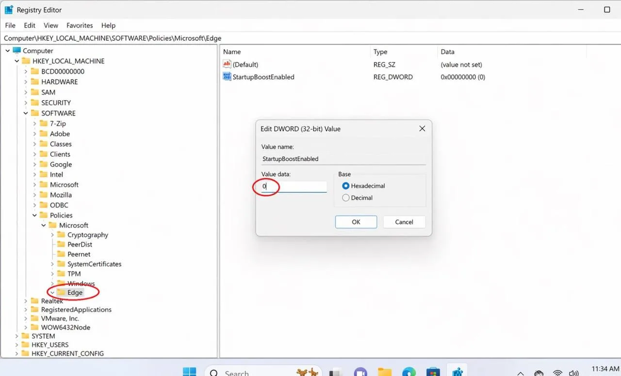 💻 Убираем лишнюю нагрузку на память в Windows 11 — отключаем фоновую активность Edge.