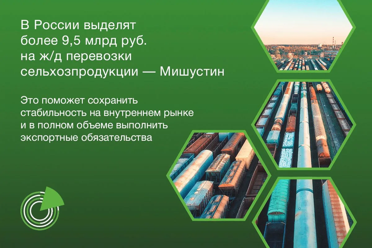 В РОССИИ ВЫДЕЛЯТ БОЛЕЕ 9,5 МЛРД РУБ. НА Ж/Д ПЕРЕВОЗКИ СЕЛЬХОЗПРОДУКЦИИ — МИШУСТИН