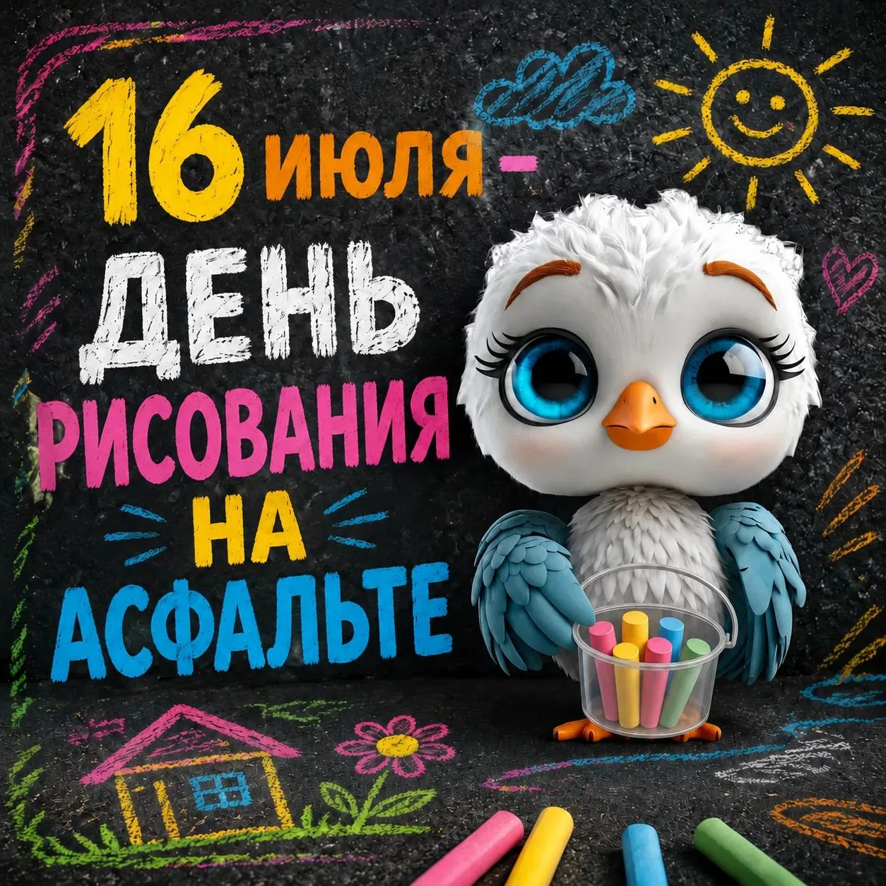 ✨ Встречаемся с мелками на асфальте!

16 июля – День рисования на асфальте. Время взять мелки и прев
