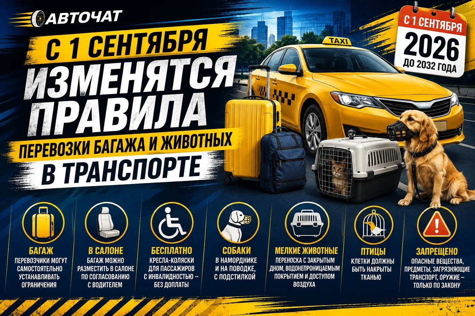 С 1 сентября изменятся правила перевозки багажа и животных в транспорте