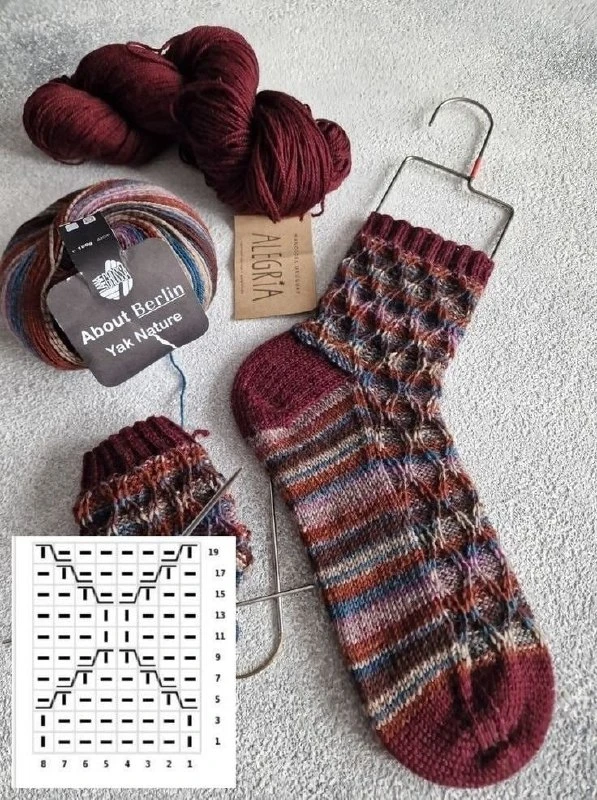 🧦 Полосатой пряже тоже можно добавить рельеф
