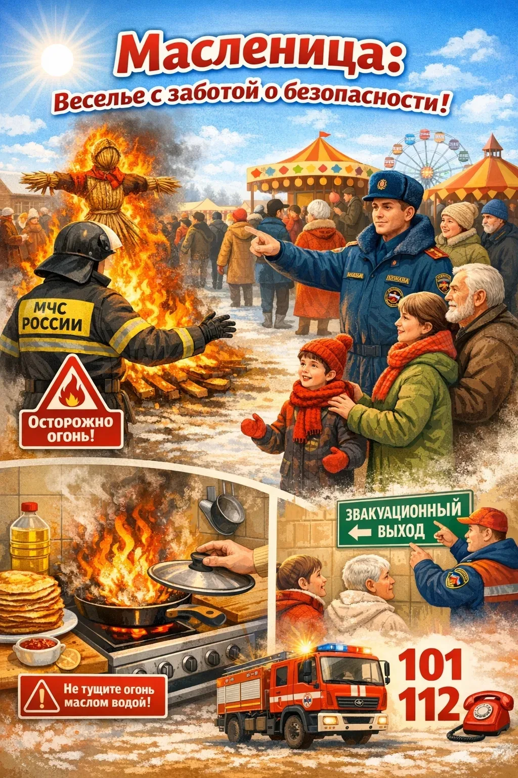 🥞 Масленица — время радости, а безопасность — прежде всего!

В период празднования Масленицы по все