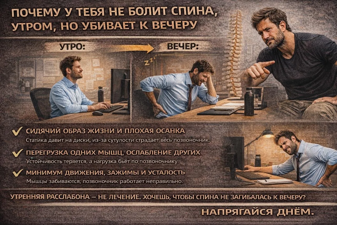 Почему у тебя не болит спина утром, но убивает к вечеру