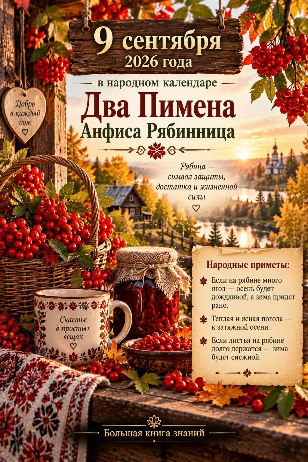 🌿 9 сентября — Два Пимена, Анфиса Рябинница