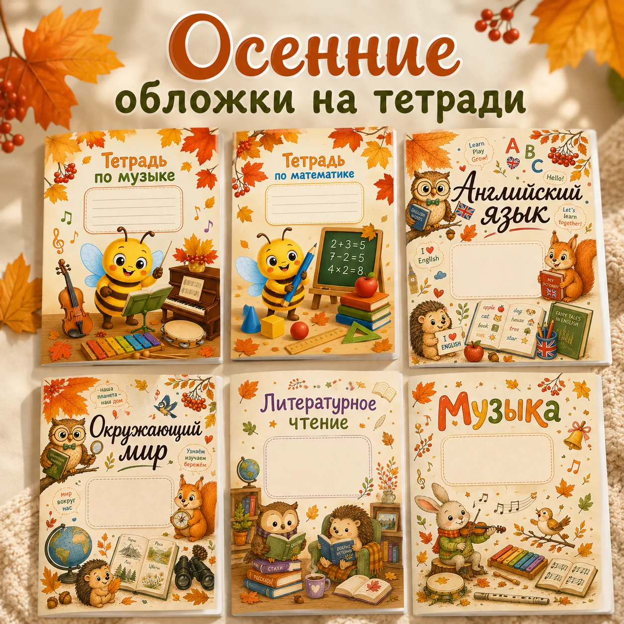 🍁 Осенние обложки на тетради — в подарок! 🍁