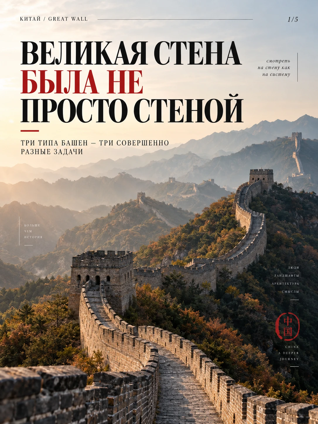🇨🇳 Великая стена была не просто стеной: три типа башен — три совершенно разные задачи