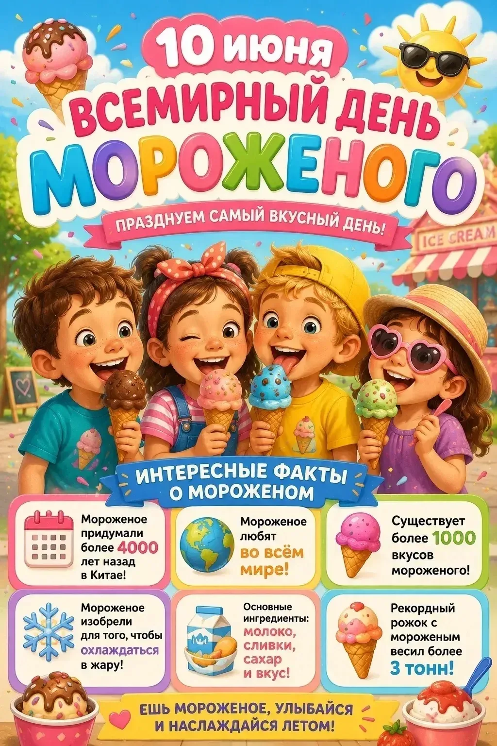 10 июня отмечается сладкий праздник – "Всемирный день мороженого".