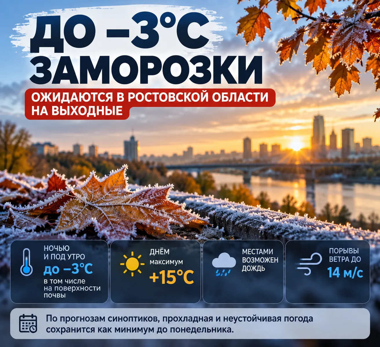 🥶 До –3 °C: Ростовскую область ждут заморозки