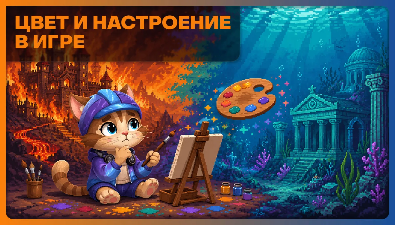 🎨 КАК ЦВЕТ МЕНЯЕТ ТВОЮ ИГРУ
Посмотри на скриншот любой игры. Первое что бросается в глаза - палитра