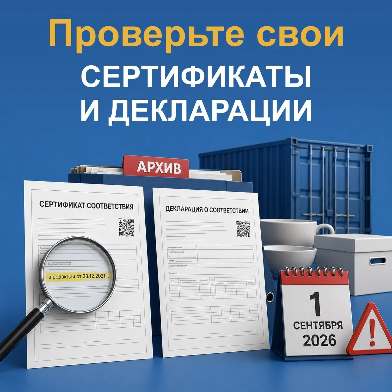 ⚠️ Проверьте свои сертификаты и декларации до 1 сентября 2026 года