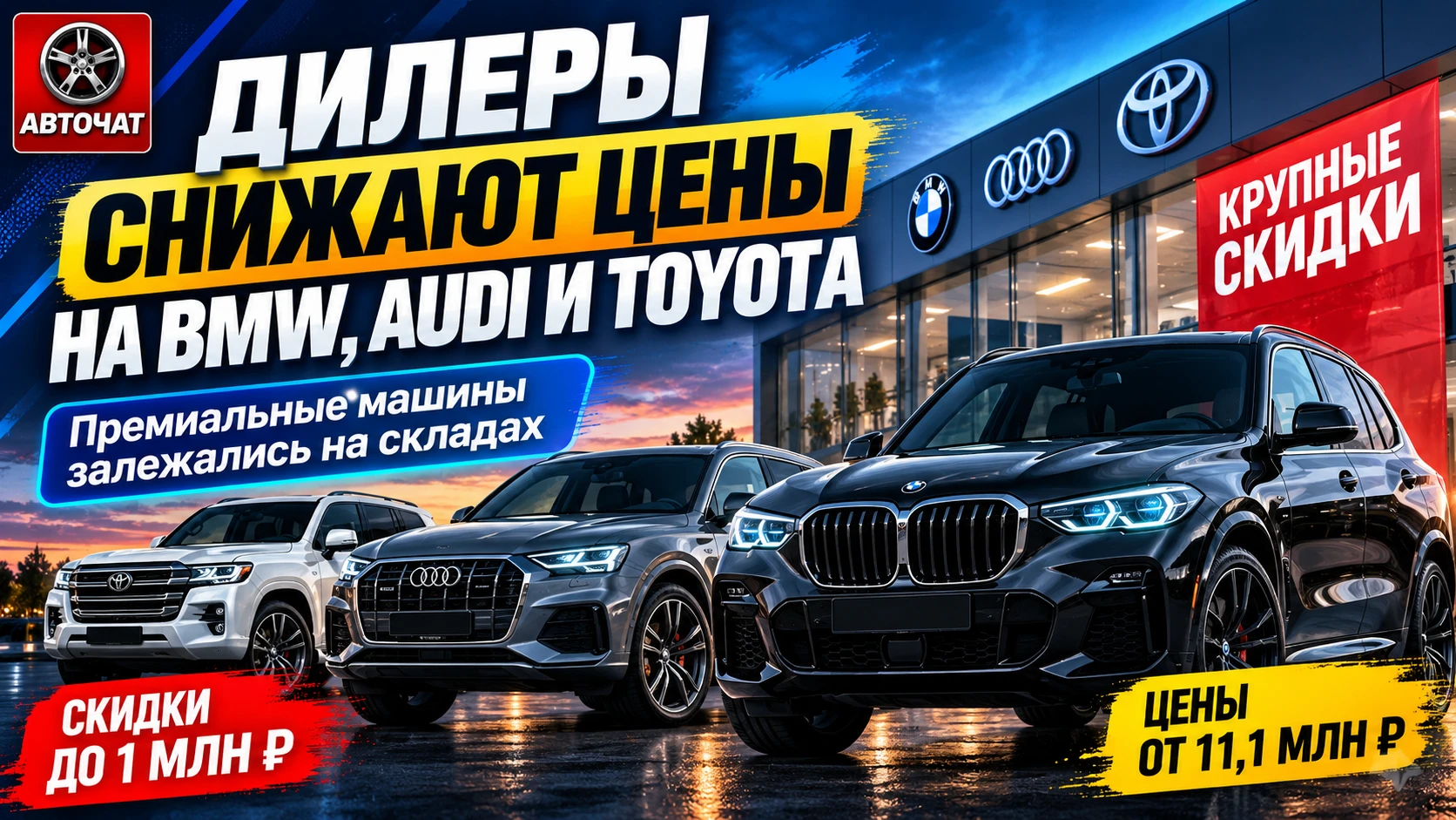 Дилеры снижают цены на BMW, Audi и Toyota: премиальные машины залежались на складах