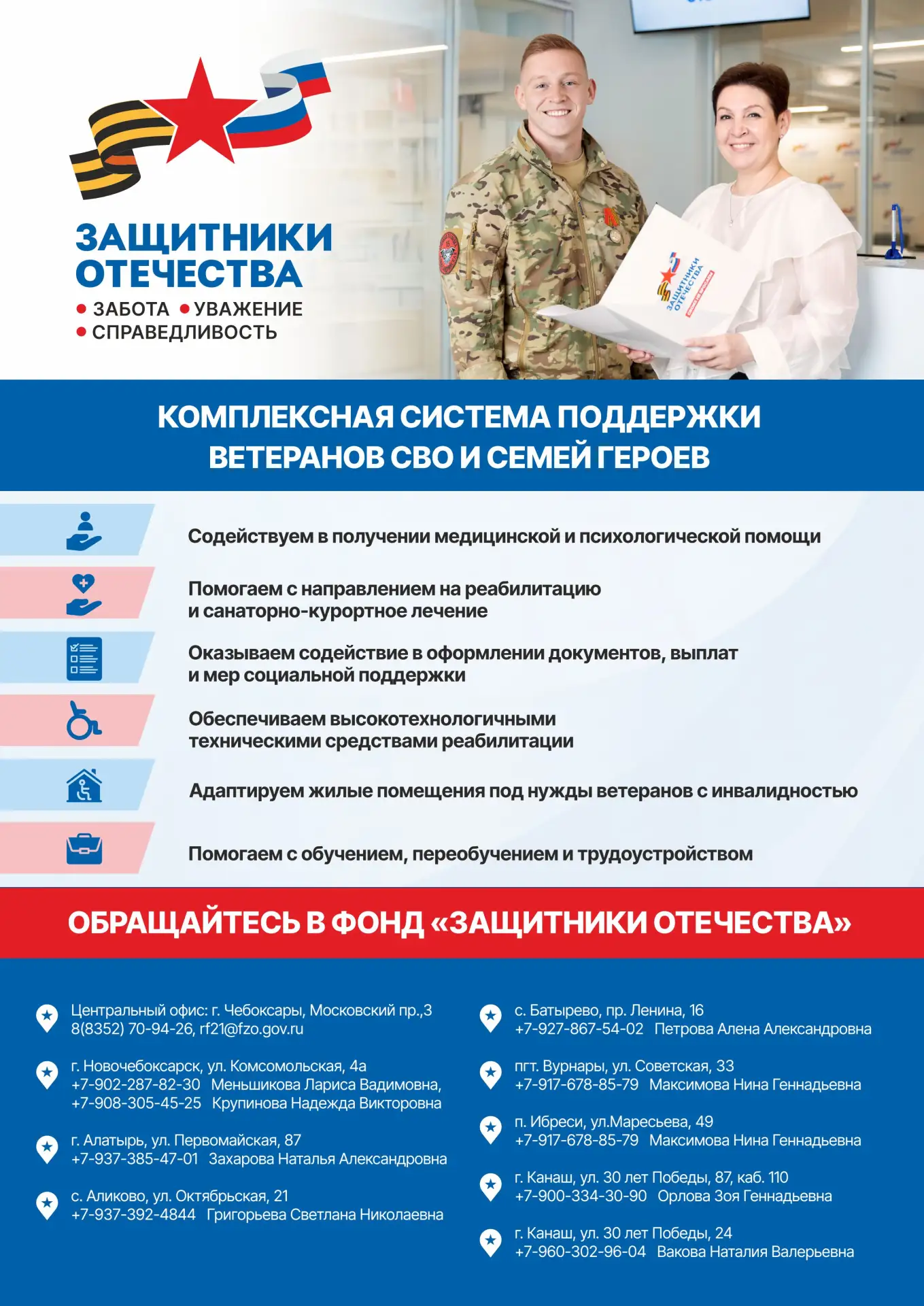 В чувашском филиале Государственного фонда «Защитники Отечества» комплексную помощь и п...