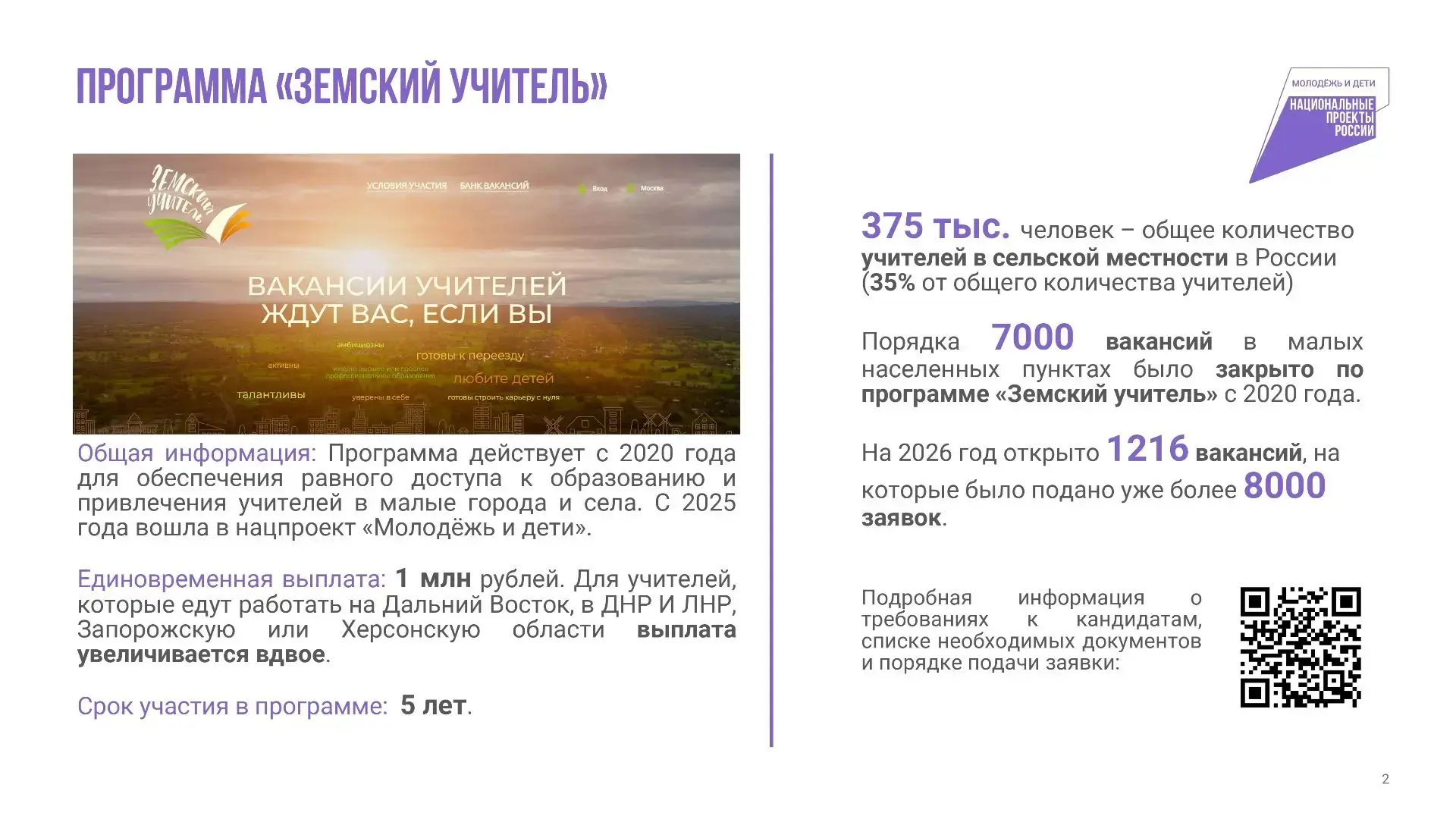 Земский учитель 2026: условия, выплаты и как попасть в программу
Программа «Земский учитель» в 2026 