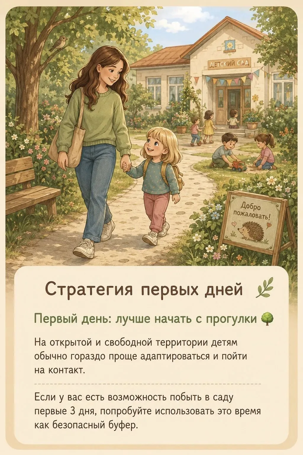 Стратегия первых дней в саду для родителя  👆