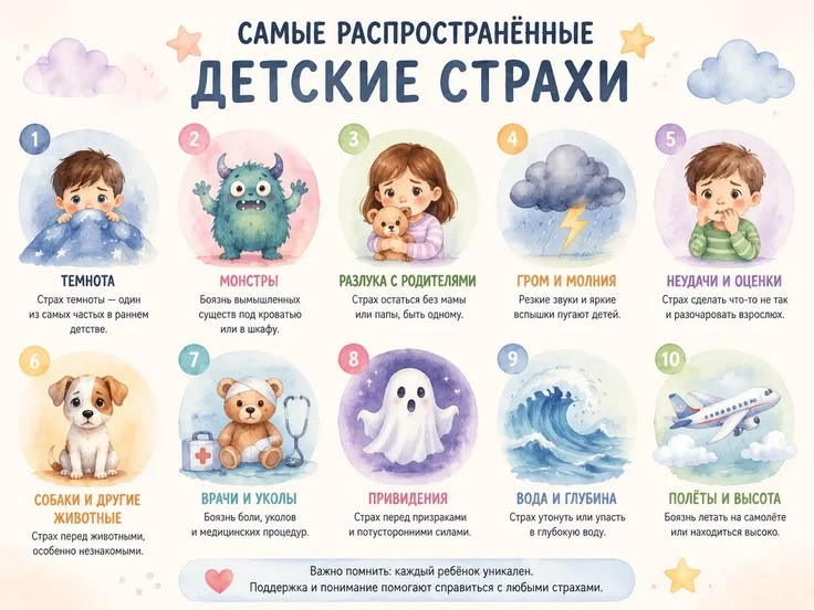 Страхи есть у всех детей. И это нормально. 👶