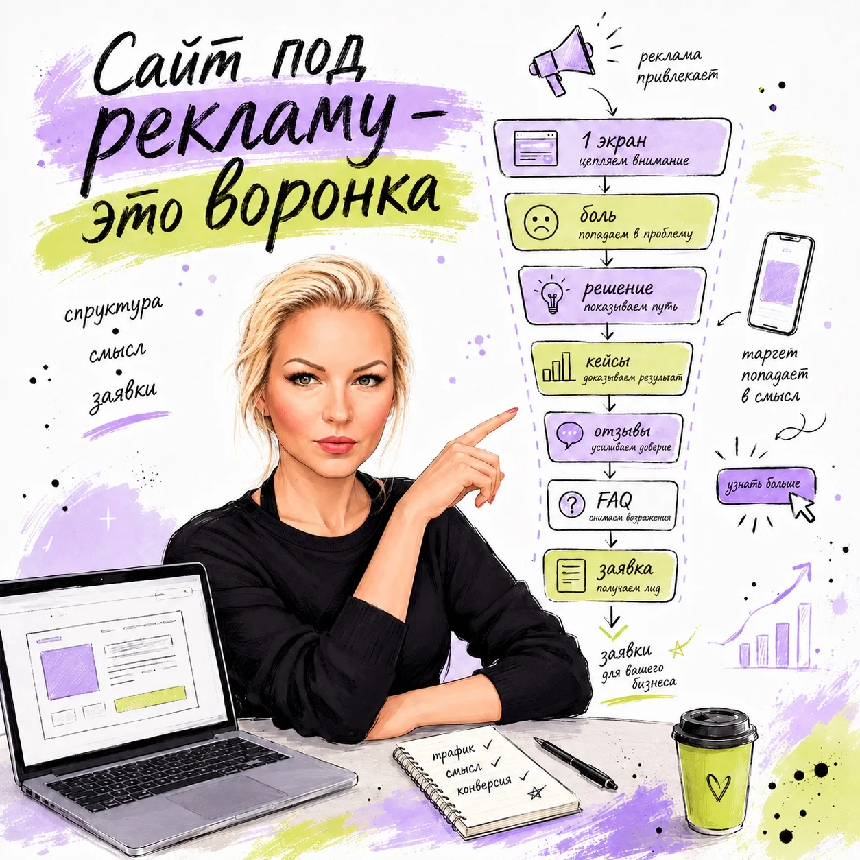 Продолжу тему сайтов.
Потому что сделать сайт - это одно.

А сделать сайт, на который можно вести ре