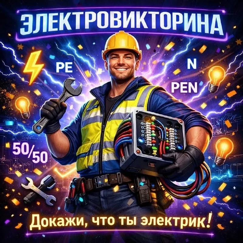 🚨 Электровикторина: Докажи, что ты электрик! ⚡ 
 
50 вопросов — и вы узнаете свой уровень: новичок,